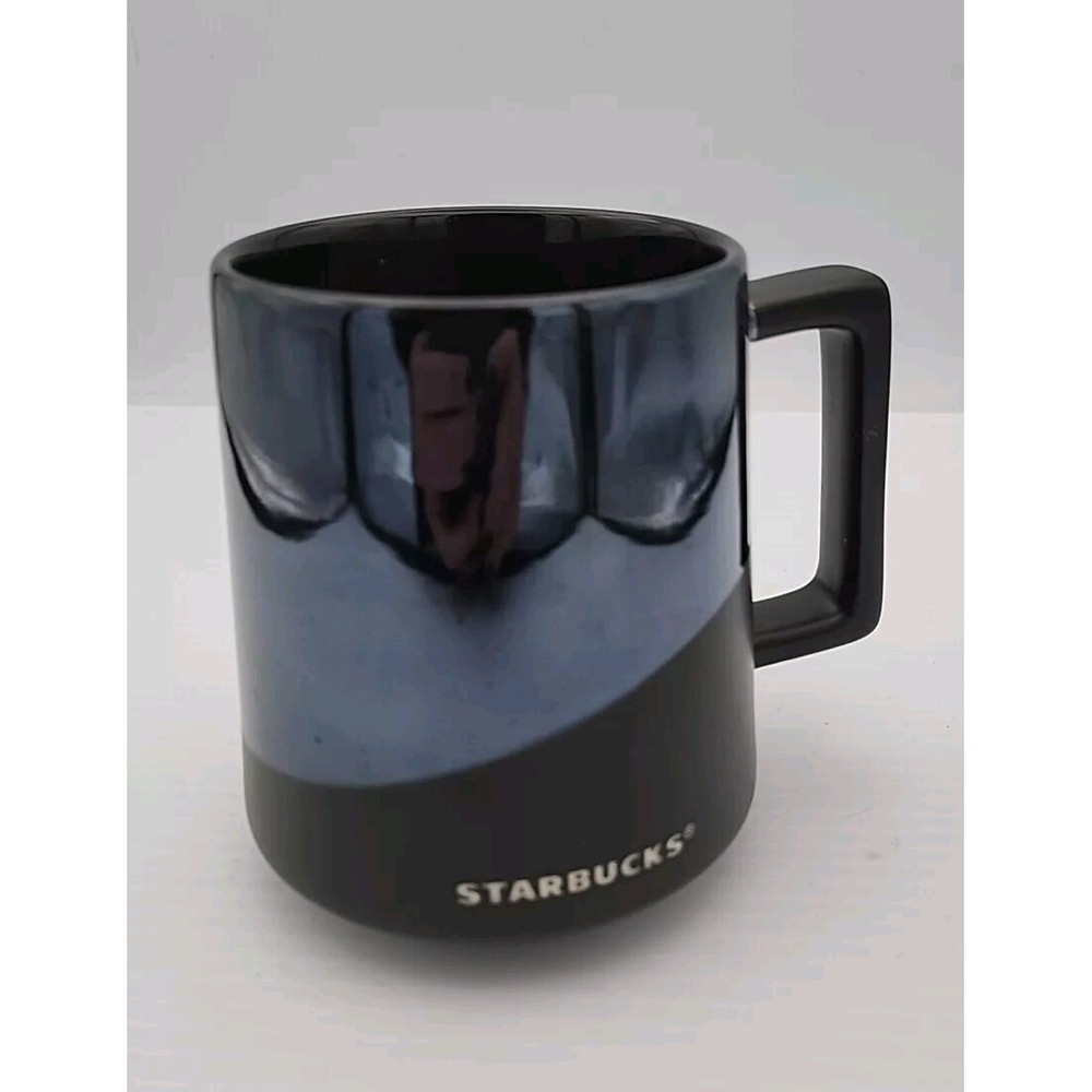 2017 Starbucks Coffee Mug Cup Black Glossy Matte 14‎ oz 4"